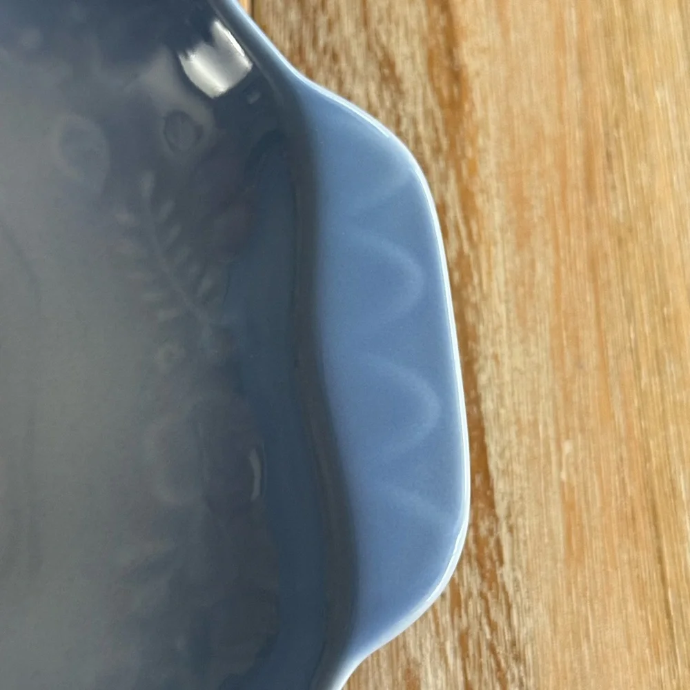Ombré Blue Ceramic Serving Dish Floral Design